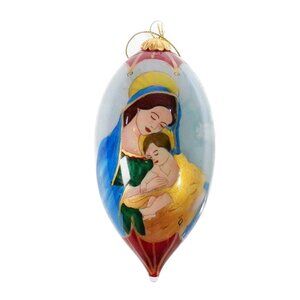 Pier Reverse Hand Painted Glass Hand Blown Ornament Virgin Mary Jesus Li Bien